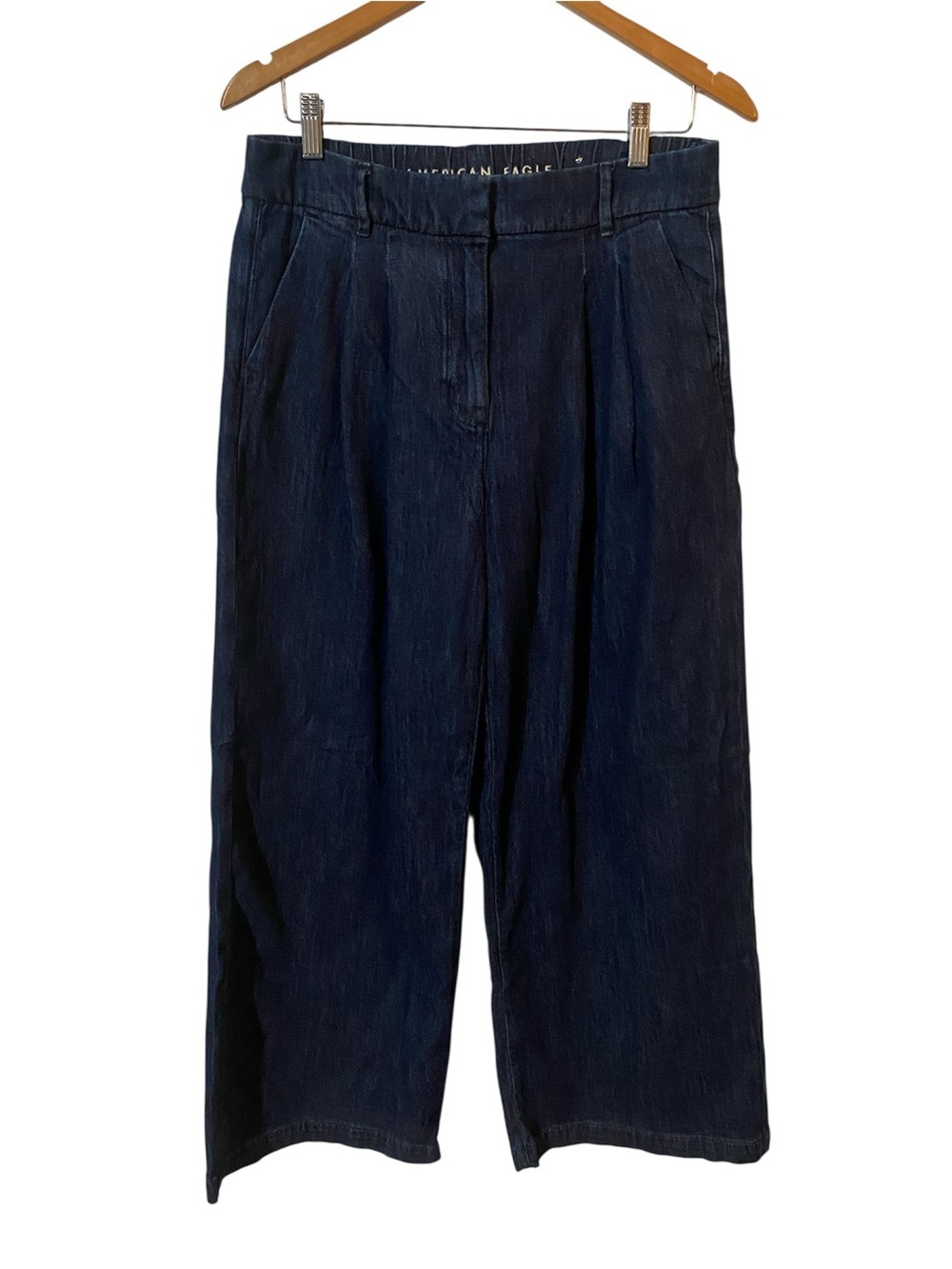 American Eagle Wide Leg PleatedTrouser Denim Jeans Size 6 Coastal 90s Baggy Y2K